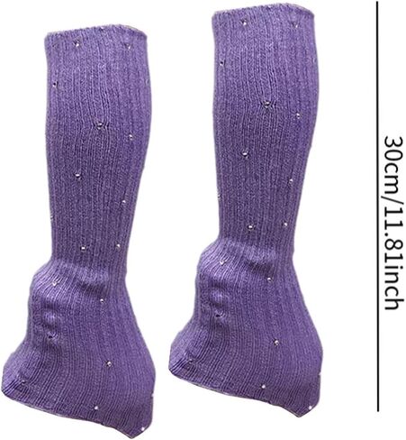 Skating Leg Warmers Over Knee Figure Skating Socks Knitting Accessories Lightweight Polyacrylicfibre Material Suitable for Winter Sports, Purple in Saudi Arabia