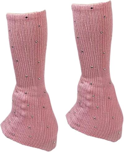Skating Leg Warmers Over Knee Figure Skating Socks Knitting Accessories Lightweight Polyacrylicfibre Material Suitable for Winter Sports, Pink in Saudi Arabia