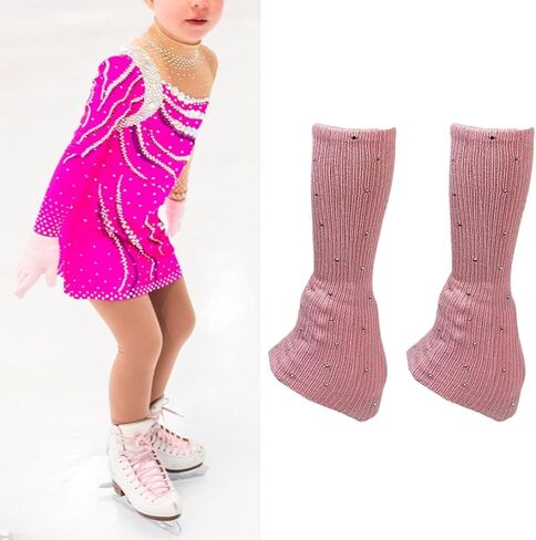 Skating Leg Warmers Over Knee Figure Skating Socks Knitting Accessories Lightweight Polyacrylicfibre Material Suitable for Winter Sports, Pink in Saudi Arabia