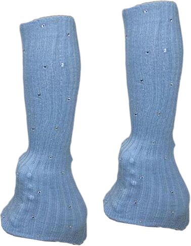 Skating Leg Warmers Over Knee Figure Skating Socks Knitting Accessories Lightweight Polyacrylicfibre Material Suitable for Winter Sports, Blue in Saudi Arabia