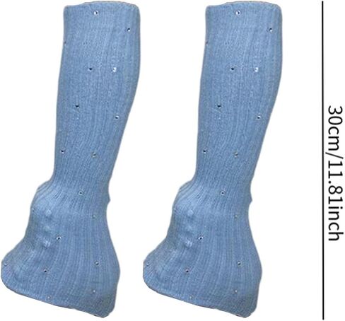 Skating Leg Warmers Over Knee Figure Skating Socks Knitting Accessories Lightweight Polyacrylicfibre Material Suitable for Winter Sports, Blue in Saudi Arabia