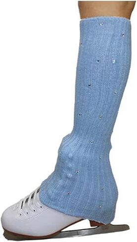 Skating Leg Warmers Over Knee Figure Skating Socks Knitting Accessories Lightweight Polyacrylicfibre Material Suitable for Winter Sports, Blue in Saudi Arabia