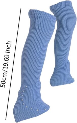 Figure Skating Leg Warmers Over Knee Knitting Leg Warmers High Footless Socks Lightweight Comfortable Accessories Portable Design Suitable for Indoor, Blue in Kuwait