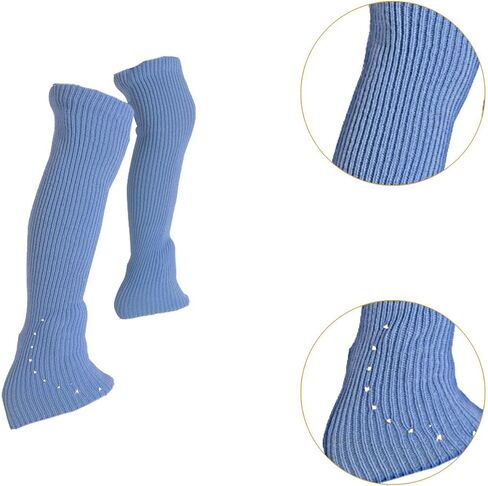 Figure Skating Leg Warmers Over Knee Knitting Leg Warmers High Footless Socks Lightweight Comfortable Accessories Portable Design Suitable for Indoor, Blue in Kuwait