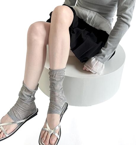 Pearls Embellished Footless Calf Socks Stacked Sheer Thin Leg Covers for Daily Layering Breathable Footless Socks in Saudi Arabia