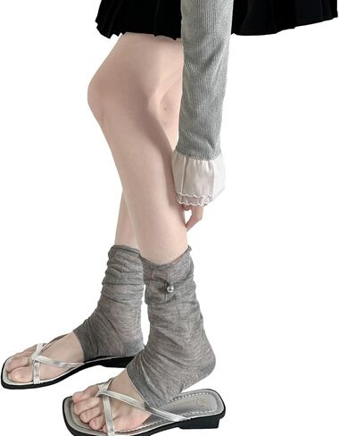 Pearls Embellished Footless Calf Socks Stacked Sheer Thin Leg Covers for Daily Layering Breathable Footless Socks in Saudi Arabia