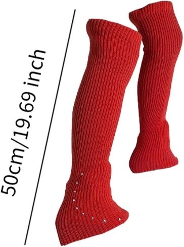 Figure Skating Leg Warmers Over Knee Knitting Leg Warmers High Footless Socks Lightweight Comfortable Accessories Portable Design Suitable for Indoor, Red in Kuwait