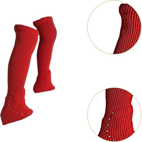 Figure Skating Leg Warmers Over Knee Knitting Leg Warmers High Footless Socks Lightweight Comfortable Accessories Portable Design Suitable for Indoor, Red in Kuwait