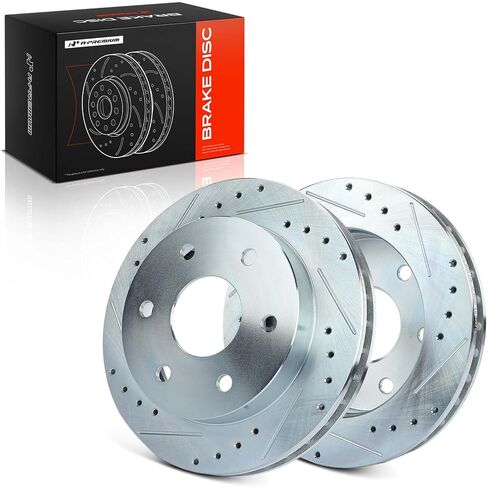 A-Premium 11.61 inch (294.8mm) Front Drilled and Slotted Disc Brake Rotors Compatible with Select Chevy, GMC and Cadillac Models - Blazer, Tahoe, K1500 K2500, Suburban, Escalade, Yukon, 2-PC Set in Saudi Arabia