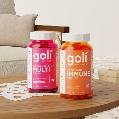 Goli Immun Vitamin Gummy - 60 قطعة - نبات البلسان، فيتامين C، D والزنك، نباتي، غير معدّل وراثيًا، خالي من الغلوتين والجيلاتين، عبوة من 1 in Kuwait