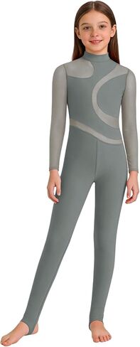 Girls Gymnastics Leotards Long Sleeve Full Body Unitards High Neck Bodysuit for Ballet & Dance, Stage Performance in Saudi Arabia