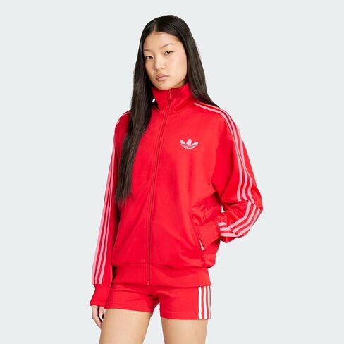 adidas WOMEN'S ADICOLOR CLASSICS LOOSE FIREBIRD TRACK JACKET, Better Scarlet/Lucid Pink, Large in Kuwait