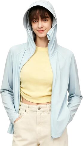 Womens UPF 50+ Sun Protection Jacket Lightweight Long Sleeve Sun Hoodie Outdoor in Kuwait
