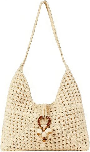 Peicees Crochet Summer Purse, Boho Woven Purse for Travel Beach Vacation Cruise Knit Shoulder Bag for for Women Ladies in Kuwait