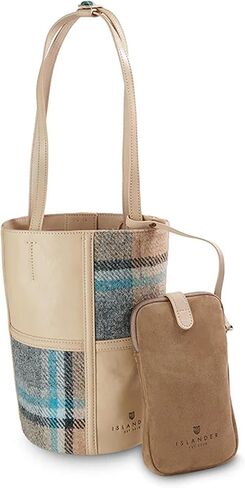 Islander Harris Tweed Tote Bag Genuine Leather Bucket Design Inner Pocket in Kuwait