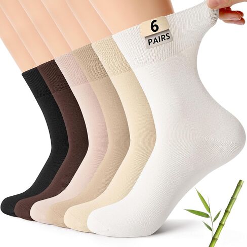 CS CELERSPORT Womens Soft Bamboo Rayon Mini Crew Socks, Thin Breathable Trouser Dress Casual Ankle Socks 6 Pairs in Saudi Arabia