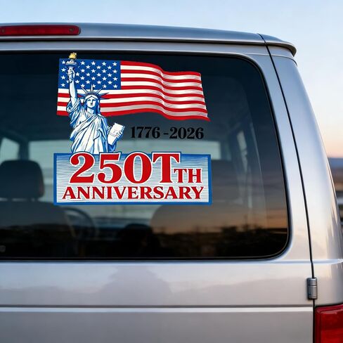 ملصق سيارة God Bless America، ملصق الذكرى السنوية الـ 250 للولايات المتحدة الأمريكية، قطعتان (12 بوصة و6 بوصة ملصقات نسر الذكرى السنوية الـ 250، ملصق استقلال الولايات المتحدة الأمريكية 1776-2026، لخوذة Tumbler Car Windows Notebook (D #) in Kuwait