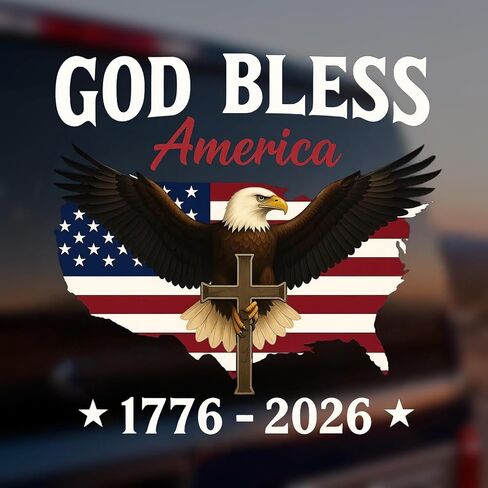 ملصق سيارة God Bless America، ملصق الذكرى السنوية الـ 250 للولايات المتحدة الأمريكية، قطعتان (12 بوصة و6 بوصة ملصقات نسر الذكرى السنوية الـ 250، ملصق استقلال الولايات المتحدة الأمريكية 1776-2026، لخوذة Tumbler Car Windows Notebook (D #) in Kuwait