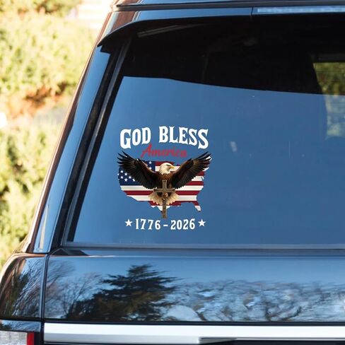 ملصق سيارة God Bless America، ملصق الذكرى السنوية الـ 250 للولايات المتحدة الأمريكية، قطعتان (12 بوصة و6 بوصة ملصقات نسر الذكرى السنوية الـ 250، ملصق استقلال الولايات المتحدة الأمريكية 1776-2026، لخوذة Tumbler Car Windows Notebook (D #) in Kuwait