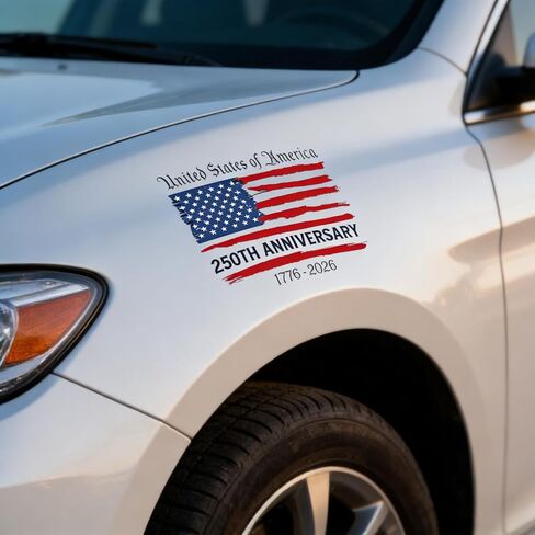ملصق سيارة God Bless America، ملصق الذكرى السنوية الـ 250 للولايات المتحدة الأمريكية، قطعتان (12 بوصة و6 بوصة ملصقات نسر الذكرى السنوية الـ 250، ملصق استقلال الولايات المتحدة الأمريكية 1776-2026، لخوذة Tumbler Car Windows Notebook (D #) in Kuwait