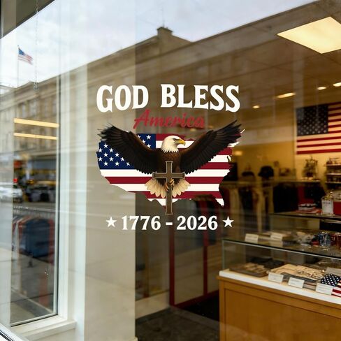 ملصق سيارة God Bless America، ملصق الذكرى السنوية الـ 250 للولايات المتحدة الأمريكية، قطعتان (12 بوصة و6 بوصة ملصقات نسر الذكرى السنوية الـ 250، ملصق استقلال الولايات المتحدة الأمريكية 1776-2026، لخوذة Tumbler Car Windows Notebook (D #) in Kuwait