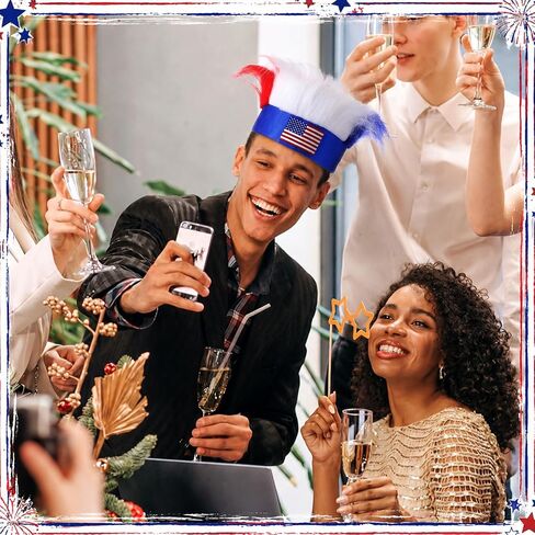 Chicingyou 6 Pcs 4th of July Patriotic Hairy Headband Red White and Blue USA Patriotic Sport Events American USA Hat Independence Day Party Costume Accessory 4th of July for Men Women Cosplay Fun Wig in Kuwait