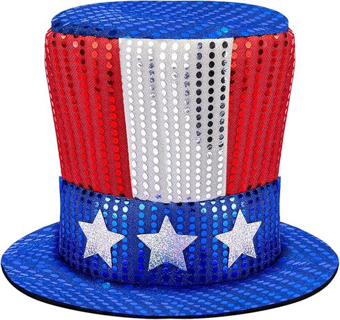 4th of July Hat Sequin Patriotic Hats American Flag Top Hat Men Women Patriotic USA 250th Anniversary Match Day Party, Independence Day in Saudi Arabia