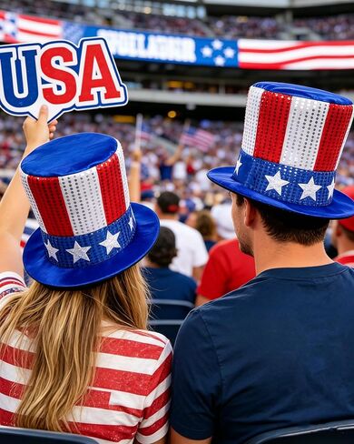 4th of July Hat Sequin Patriotic Hats American Flag Top Hat Men Women Patriotic USA 250th Anniversary Match Day Party, Independence Day in Saudi Arabia