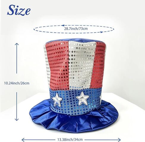 GJD Patriotic American Flag Top Hat, 4th of July Hat for Men Women Adults, Red White Blue Costume Accessory, Memorial Day July 4th Party Supplies in Saudi Arabia