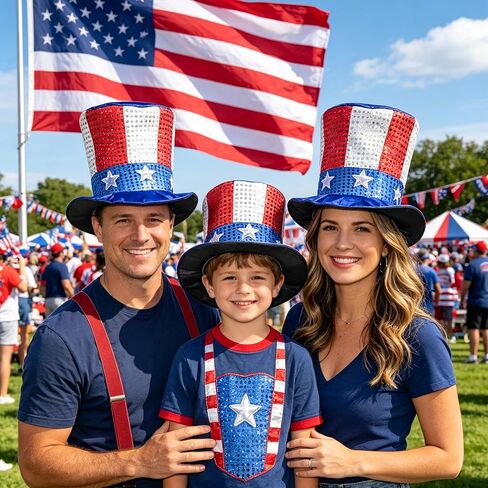 GJD Patriotic American Flag Top Hat, 4th of July Hat for Men Women Adults, Red White Blue Costume Accessory, Memorial Day July 4th Party Supplies in Saudi Arabia