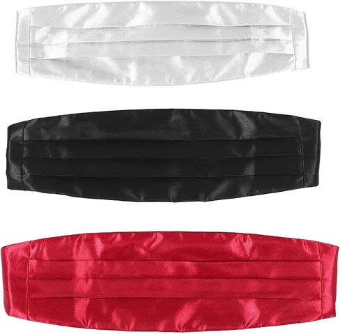 FOMIYES 3pcs مجموعة Cummerbund الرسمية للرجال ربطة عنق مربوطة مسبقًا ومربع جيب، حزام خصر سهرة قابل للتعديل لحفلات الزفاف والمناسبات الخاصة، أسود فضي بورجوندي in Kuwait