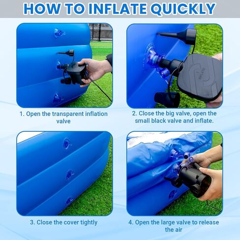 Large Inflatable Pool – 145" x 74" x 22" Family Blow up Pool for Adults, 2025 Upgraded Extra Oversized Thickened Swimming Pool Perfect for Backyard Summer Fun, Fast Set-Up in Kuwait