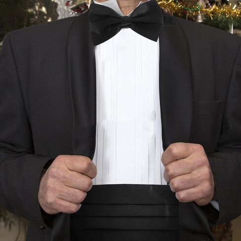 Holibanna Men’s Formal Cummerbund Set with Pre-tied Bowtie and Pocket Square, Black Smooth Fabric Suit Accessory for Weddings, Business, and Evening Events, 6pcs Classic Suit Set in Kuwait