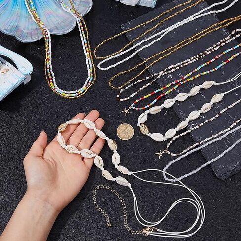 SUPERFINDINGS 12 قطعة 2 لون من الخرز الزجاجي سلسلة الخصر ذات الطبقات حزام البطن سلاسل متعددة الطبقات قابلة للتعديل بيكيني الشاطئ نجم البحر حزام ساحر بوهو الخرز الصيف الخصر مجوهرات للنساء عطلة السفر in Kuwait