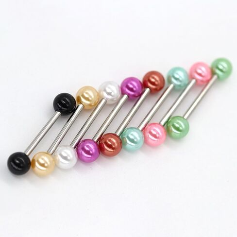 48Pcs 14G Stainless Steel Nipple Rings Tongue Rings Straight Barbell Bars Piercing Glow in Dark Flexible Retainer Piercing Jewelry for Women Men 16mm Bar in Saudi Arabia