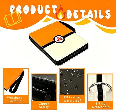 900 Pockets Trading Card Binder with Zipper, 3 Ring Card Album with 50 Side-Loading Pages, Standard Size 2.5" x 3.5" Card Holder for TCG, MTG, Sports & Collectible Cards, Gift for Adults & Kids in Kuwait