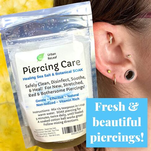 Urban ReLeaf Piercing Care 6 oz. Bag, Soothing Sea Salt & Botanical SOAK. Aftercare Solution Concentrate, Makes 90 cups. in Kuwait