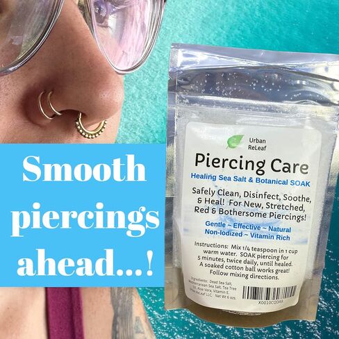 Urban ReLeaf Piercing Care 6 oz. Bag, Soothing Sea Salt & Botanical SOAK. Aftercare Solution Concentrate, Makes 90 cups. in Kuwait