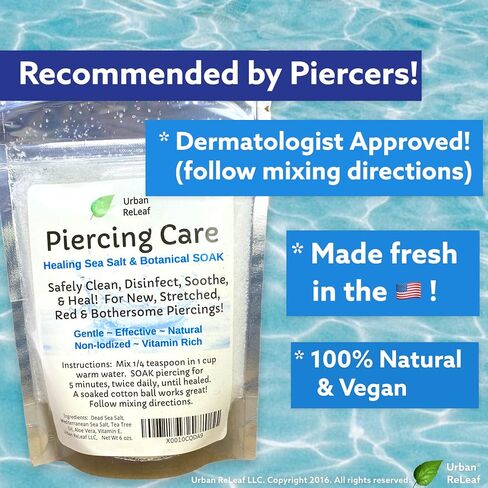 Urban ReLeaf Piercing Care 6 oz. Bag, Soothing Sea Salt & Botanical SOAK. Aftercare Solution Concentrate, Makes 90 cups. in Kuwait