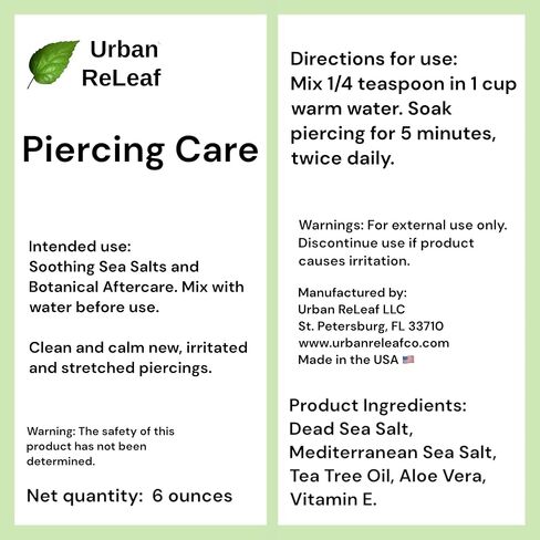 Urban ReLeaf Piercing Care 6 oz. Bag, Soothing Sea Salt & Botanical SOAK. Aftercare Solution Concentrate, Makes 90 cups. in Kuwait