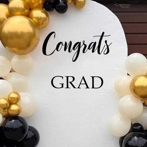Congrats Grad Decal - Graduation Decals Sign for Backdrop,Congratulations Class Party Wall Sticker for Balloon Arch Decor,Grad Party,Graduation Event (Black) in Saudi Arabia