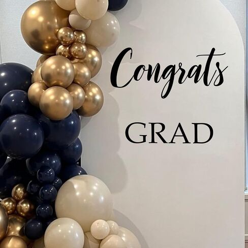 Congrats Grad Decal - Graduation Decals Sign for Backdrop,Congratulations Class Party Wall Sticker for Balloon Arch Decor,Grad Party,Graduation Event (Black) in Saudi Arabia
