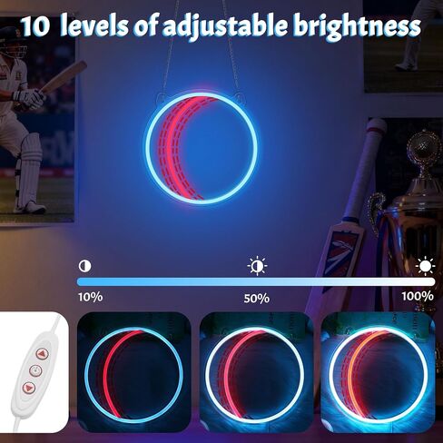 OkiyiD Cricket Ball Neon Sign – Sport Shaped LED Light for Game Room Man Cave Bar Decor, Cricket Gifts for Boys Men Dad Husband, USB Powered Dimmable Wall Decor Accessories in Saudi Arabia