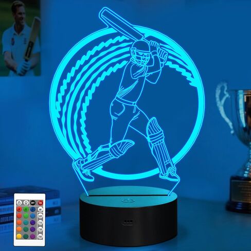 OkiyiD Cricket Gifts for Boys, Cricket Ball 3D Illusion Lamp Night Light with 16 Colors Remote Control, Cricket Accessories Stuff Gift for Boys Men Athletes Birthday Xmas Decor in Kuwait