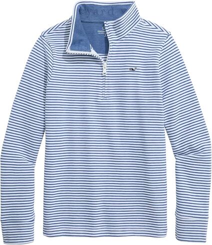 سحاب ربع سنوي للأولاد من Vineyard Vines، مخطط برادلي أبيض، مقاس XL in Kuwait