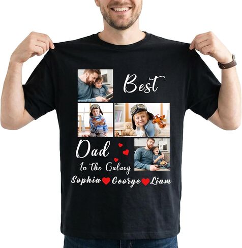 Dad Shirt Custom Father's Day Shirt Personalized Dad Shirts with Photo Name Gift for Father Grandpa Papa Men in Kuwait