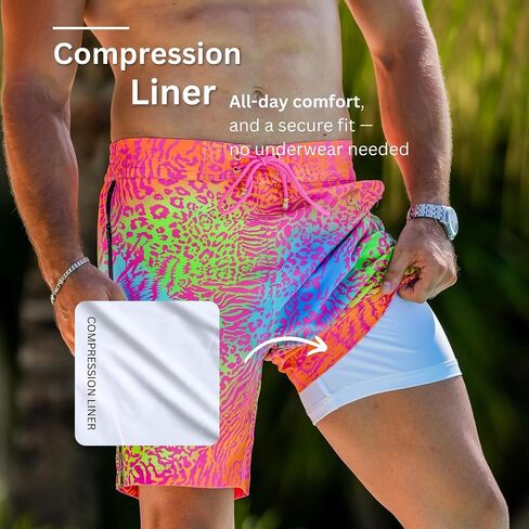 Tucann Men's Trunks 5" Compression Liner Quick Dry Zipper Pocket Chlorine Resistan 4 Way Stretch Swim Shorts for Men in Saudi Arabia