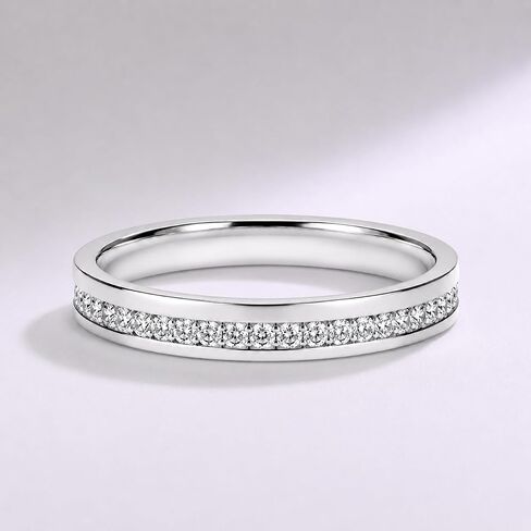 AURALUME Lab Grown Diamond Pave Wedding Band for Women 0.40cttw D Color VVS Clarity 3EX Cut Round Diamonds S925 Stackable Channel Full Eternity Anniversary Ring in Saudi Arabia