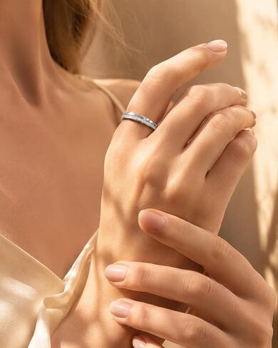 AURALUME Lab Grown Diamond Pave Wedding Band for Women 0.40cttw D Color VVS Clarity 3EX Cut Round Diamonds S925 Stackable Channel Full Eternity Anniversary Ring in Saudi Arabia