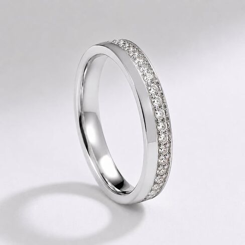 AURALUME Lab Grown Diamond Pave Wedding Band for Women 0.40cttw D Color VVS Clarity 3EX Cut Round Diamonds S925 Stackable Channel Full Eternity Anniversary Ring in Saudi Arabia
